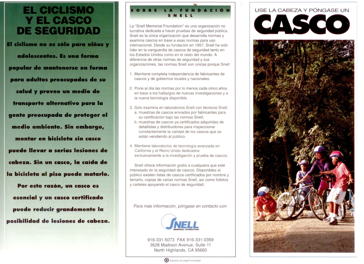 Snell Bike helmet brochure Es